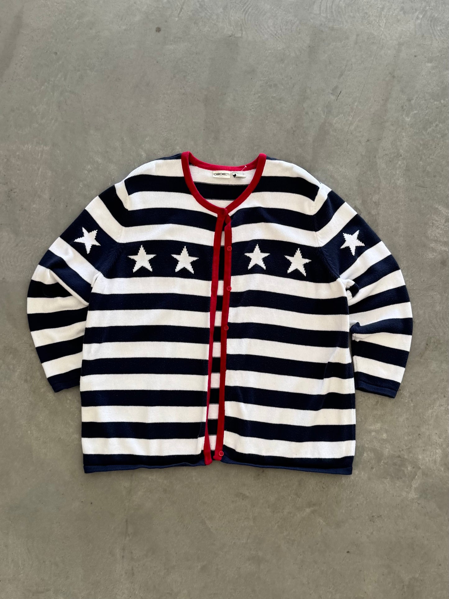 Vintage 4th of July Striped Cardigan - XL