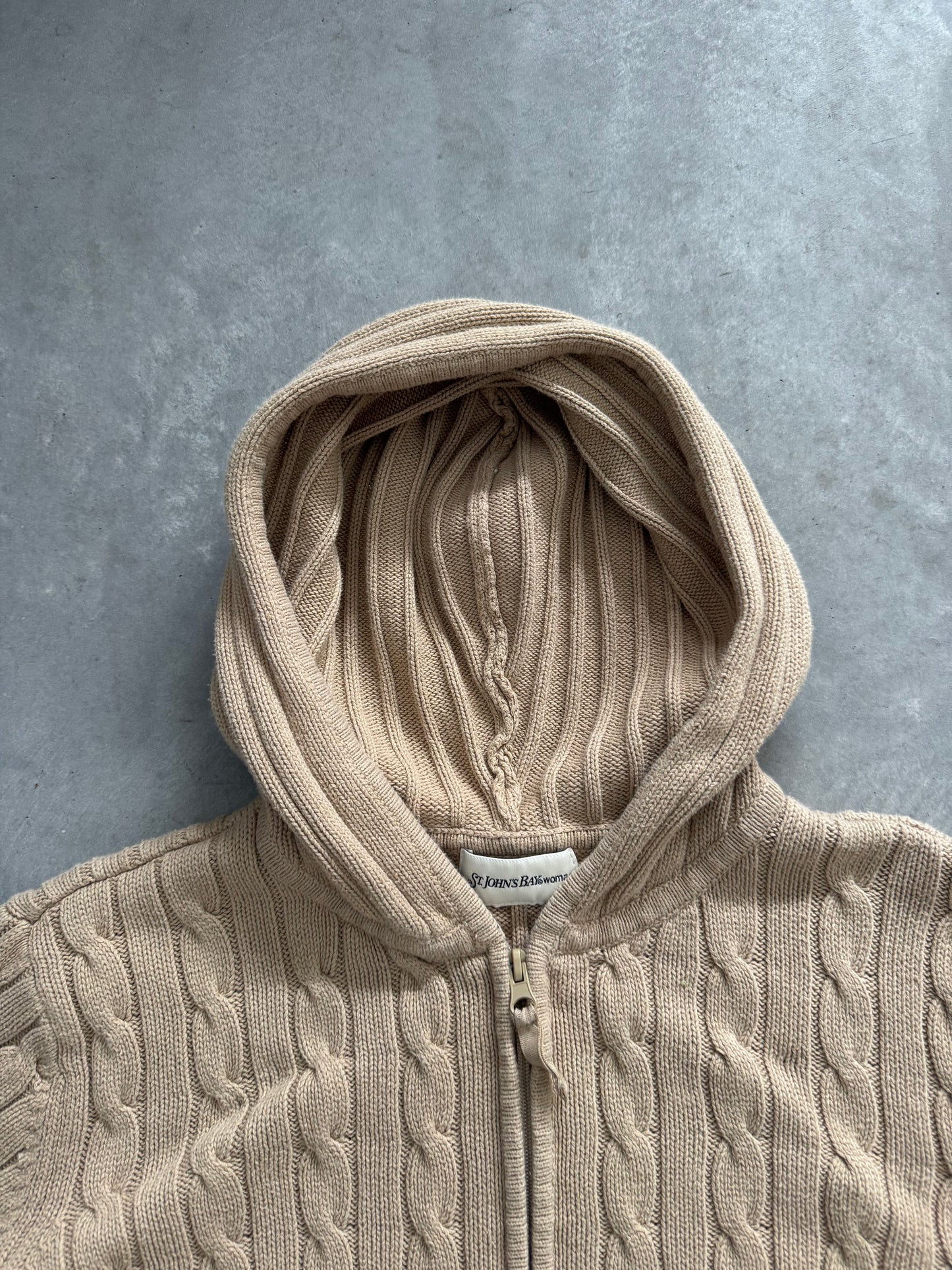 Vintage St. John’s Bay Cable Knit Zip Up Sweater - XXL