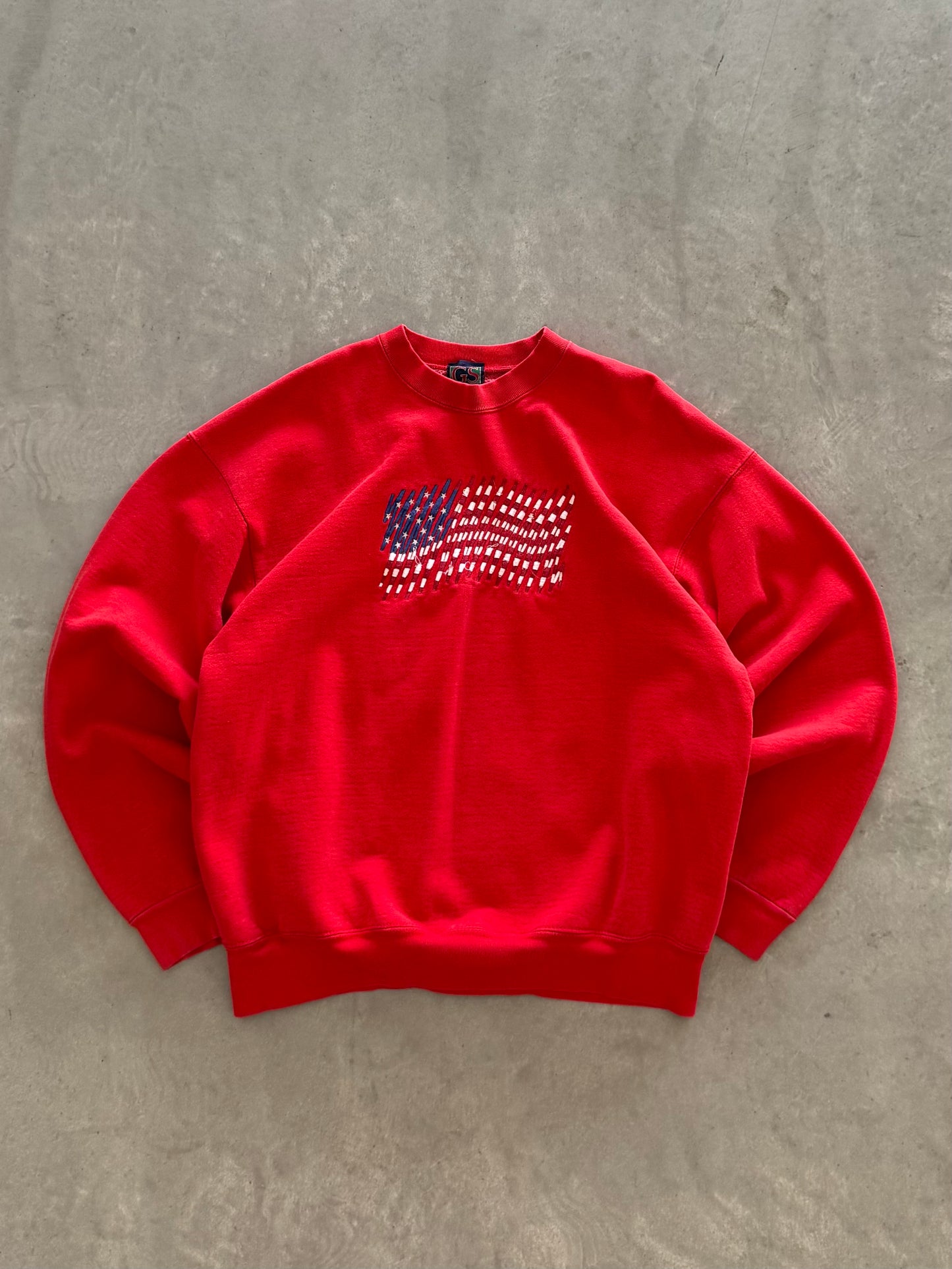Vintage 4th of July Embroidered Flag Sweatshirt - XL