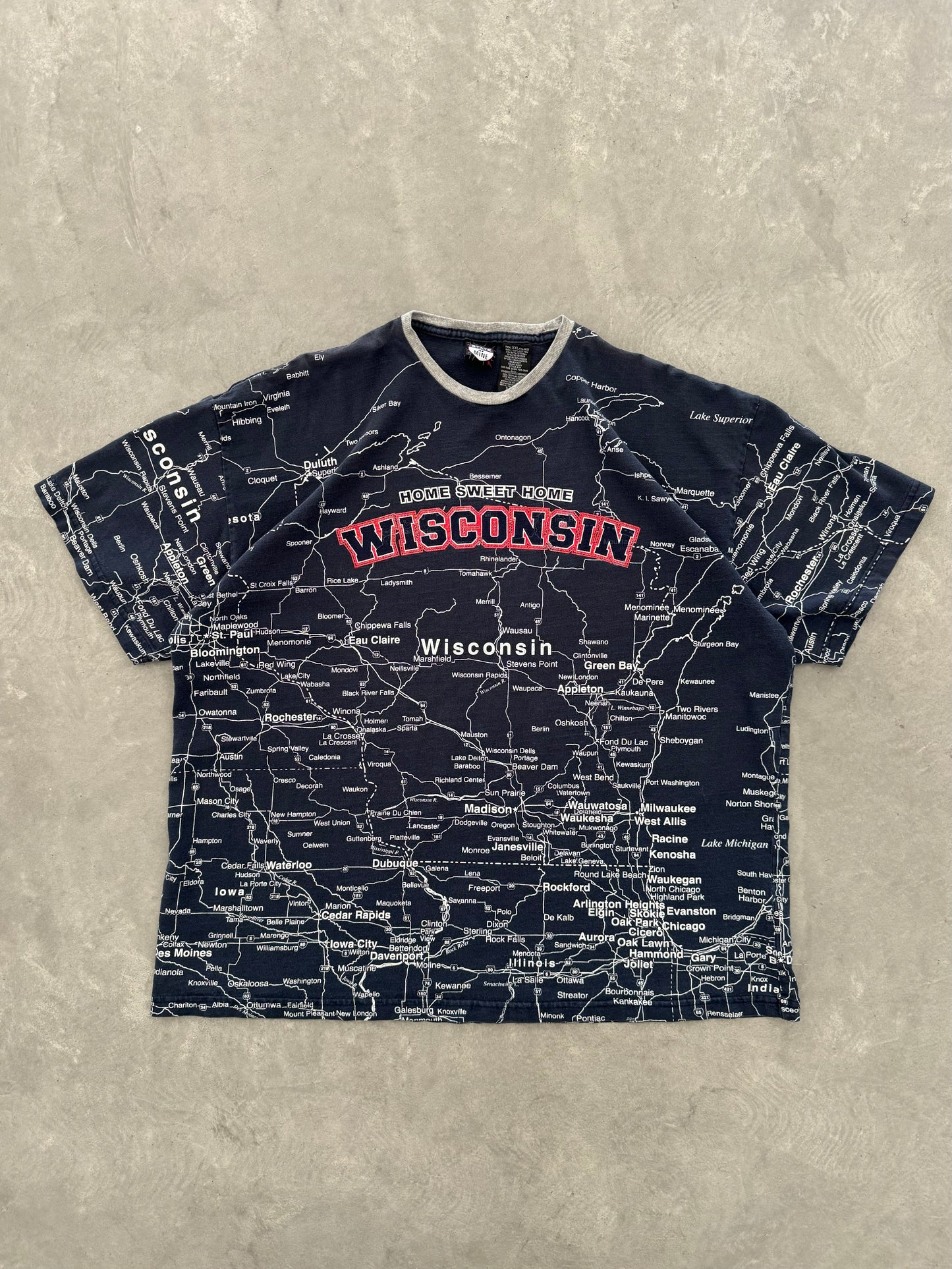 Vintage Wisconsin Road Map Tee - XXL