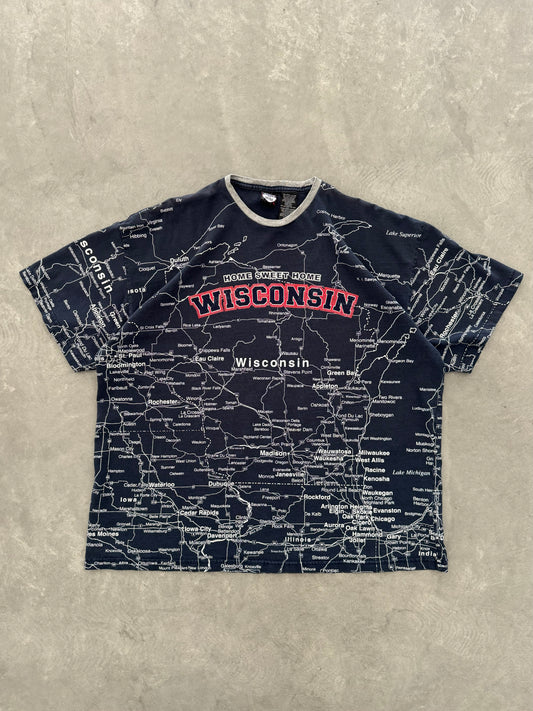 Vintage Wisconsin Road Map Tee - XXL
