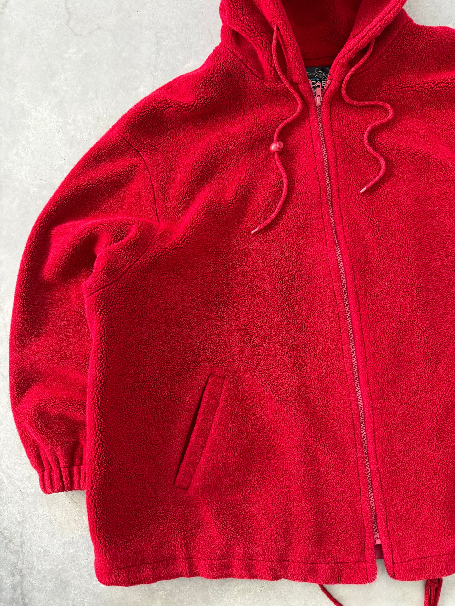 Vintage Red Fleece Hooded Jacket - XXL