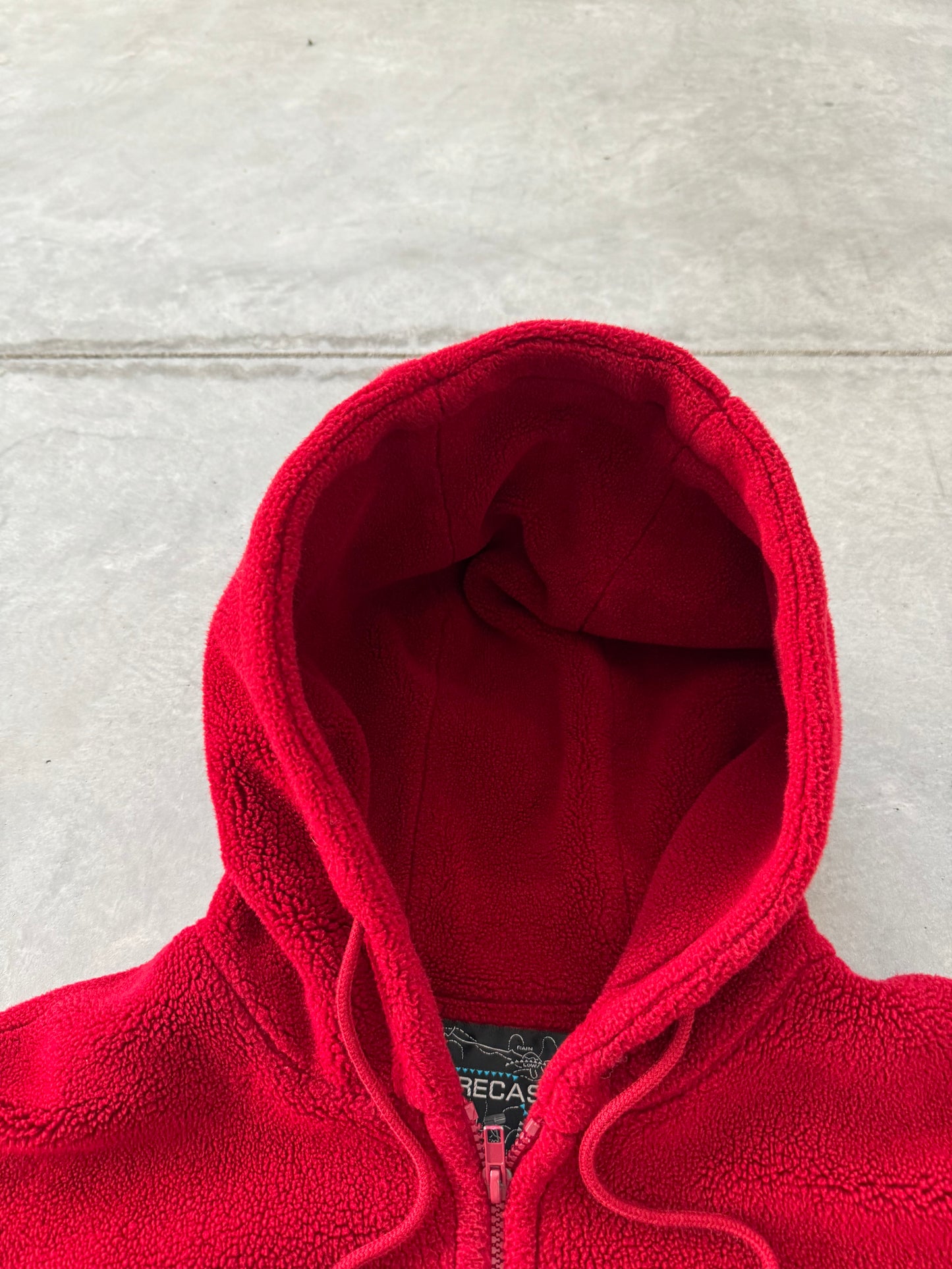 Vintage Red Fleece Hooded Jacket - XXL
