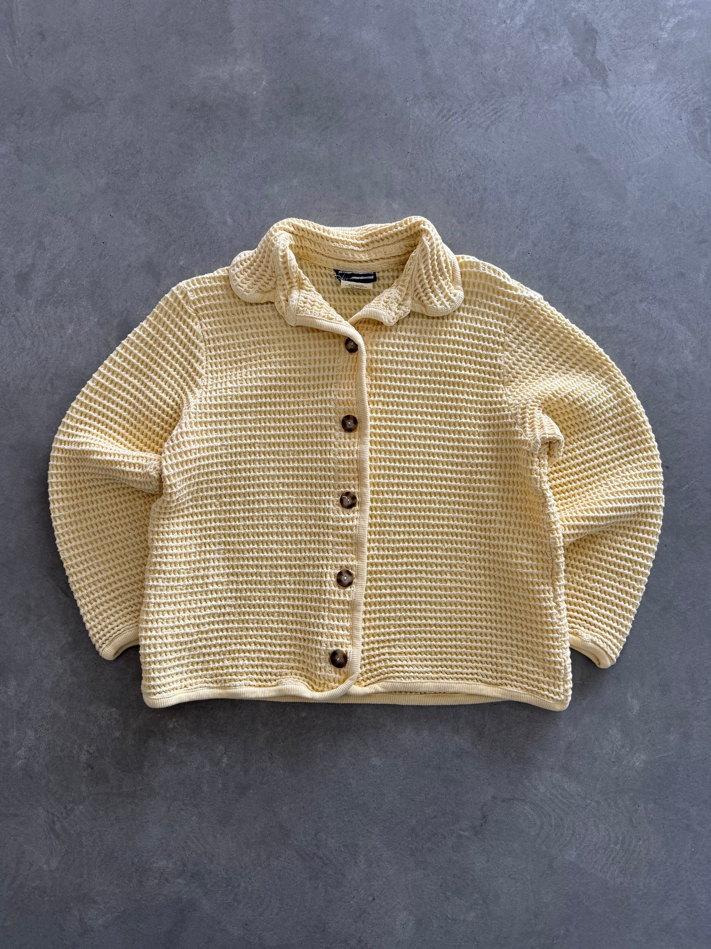Baby Yellow Waffle Cardigan - S