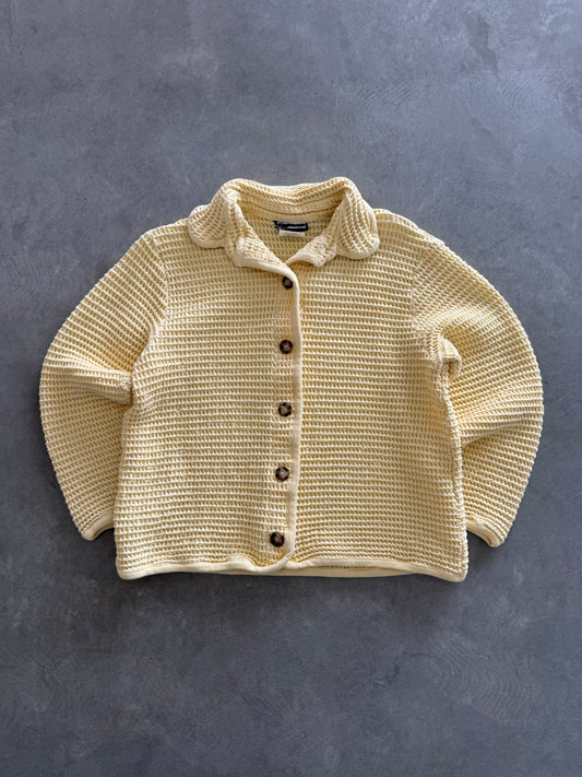 Baby Yellow Waffle Cardigan - S
