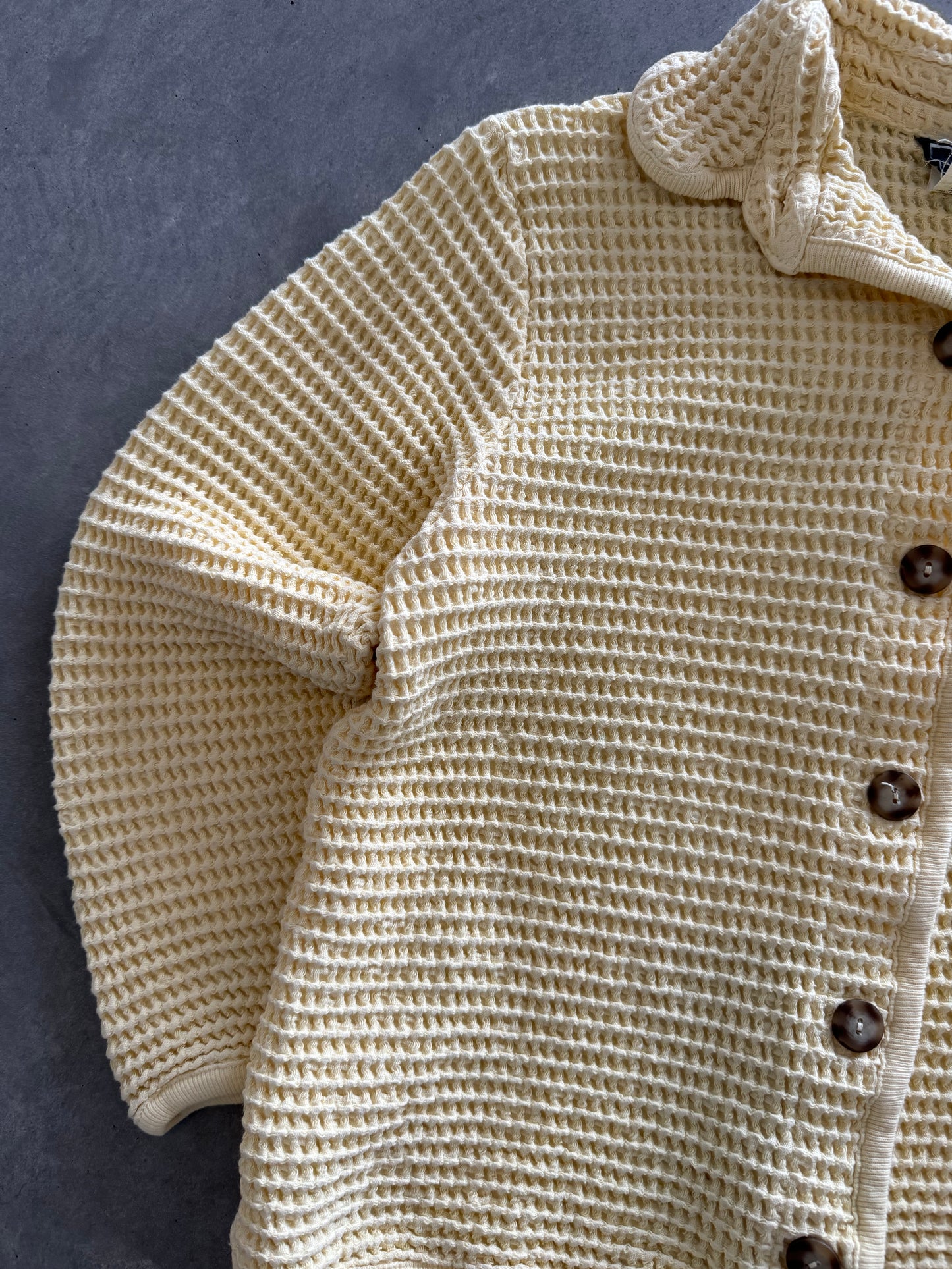 Baby Yellow Waffle Cardigan - S