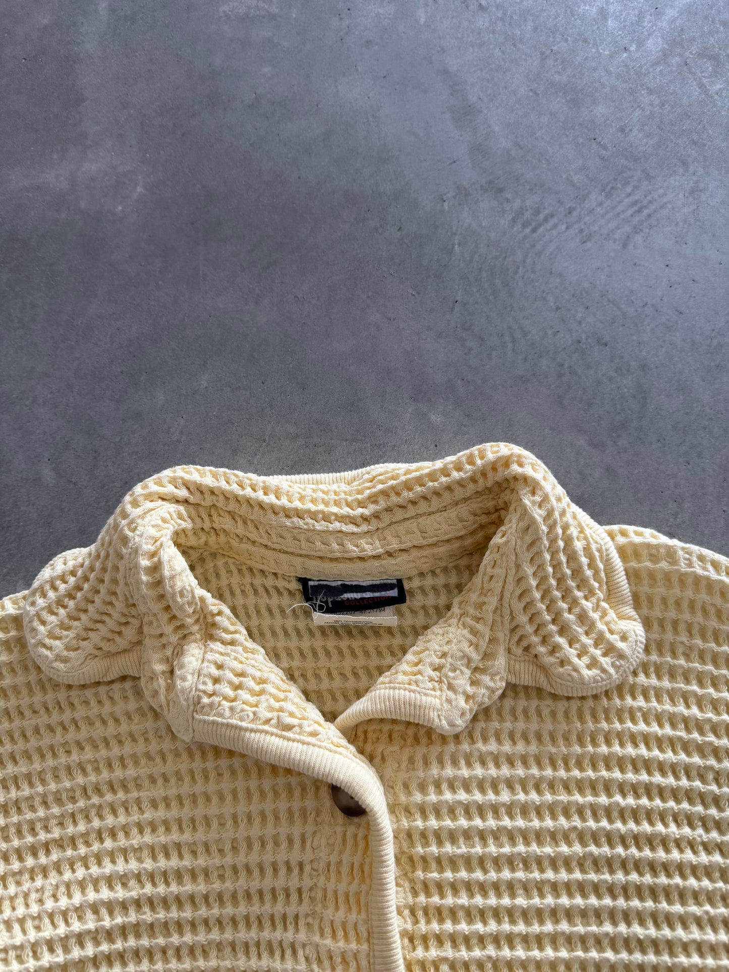 Baby Yellow Waffle Cardigan - S