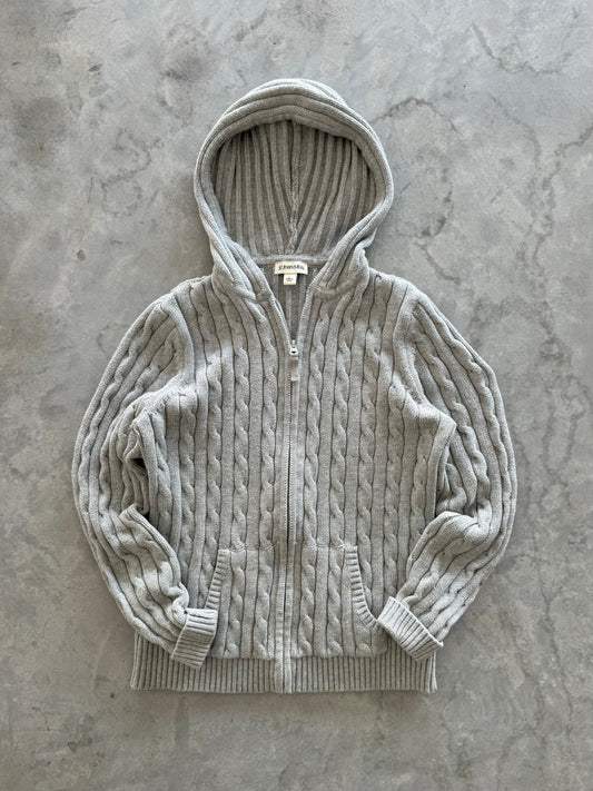 Vintage Cable Knit Zip-Up - L