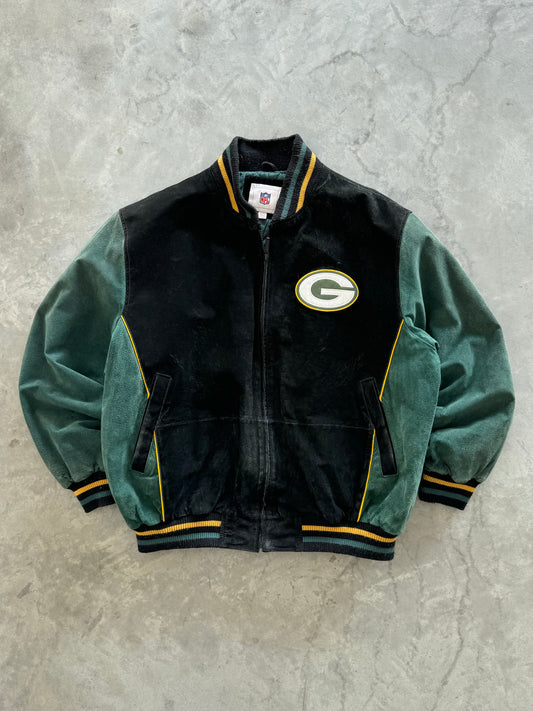 Vintage Green Bay Packers Leather Jacket - XL
