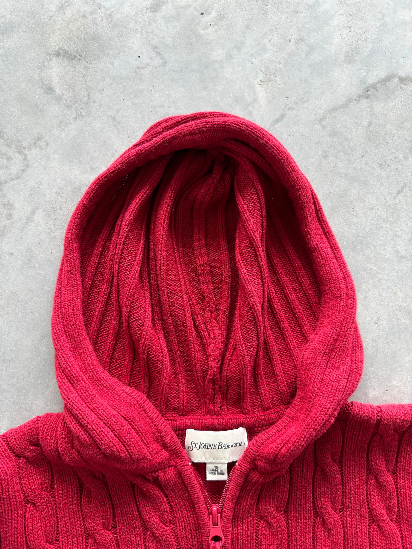 Vintage Cable Knit Hooded Zip-Up - XL