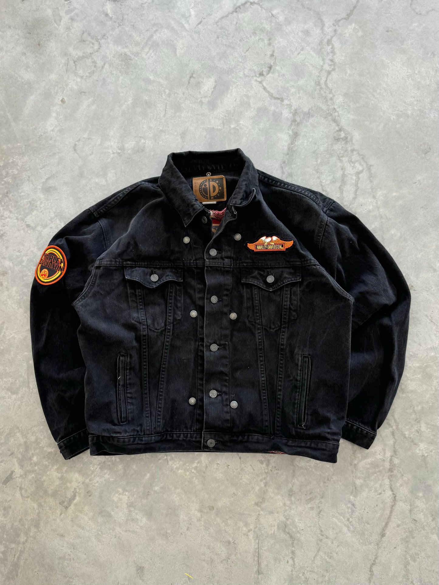 Vintage Harley Davidson Patch Denim Jacket - XL