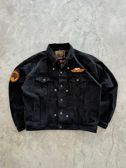 Vintage Harley Davidson Patch Denim Jacket - XL