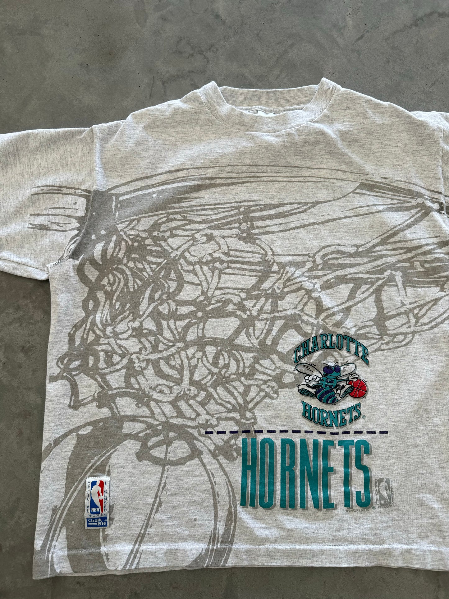 Vintage Charlotte Hornets All Over Print Tee - L