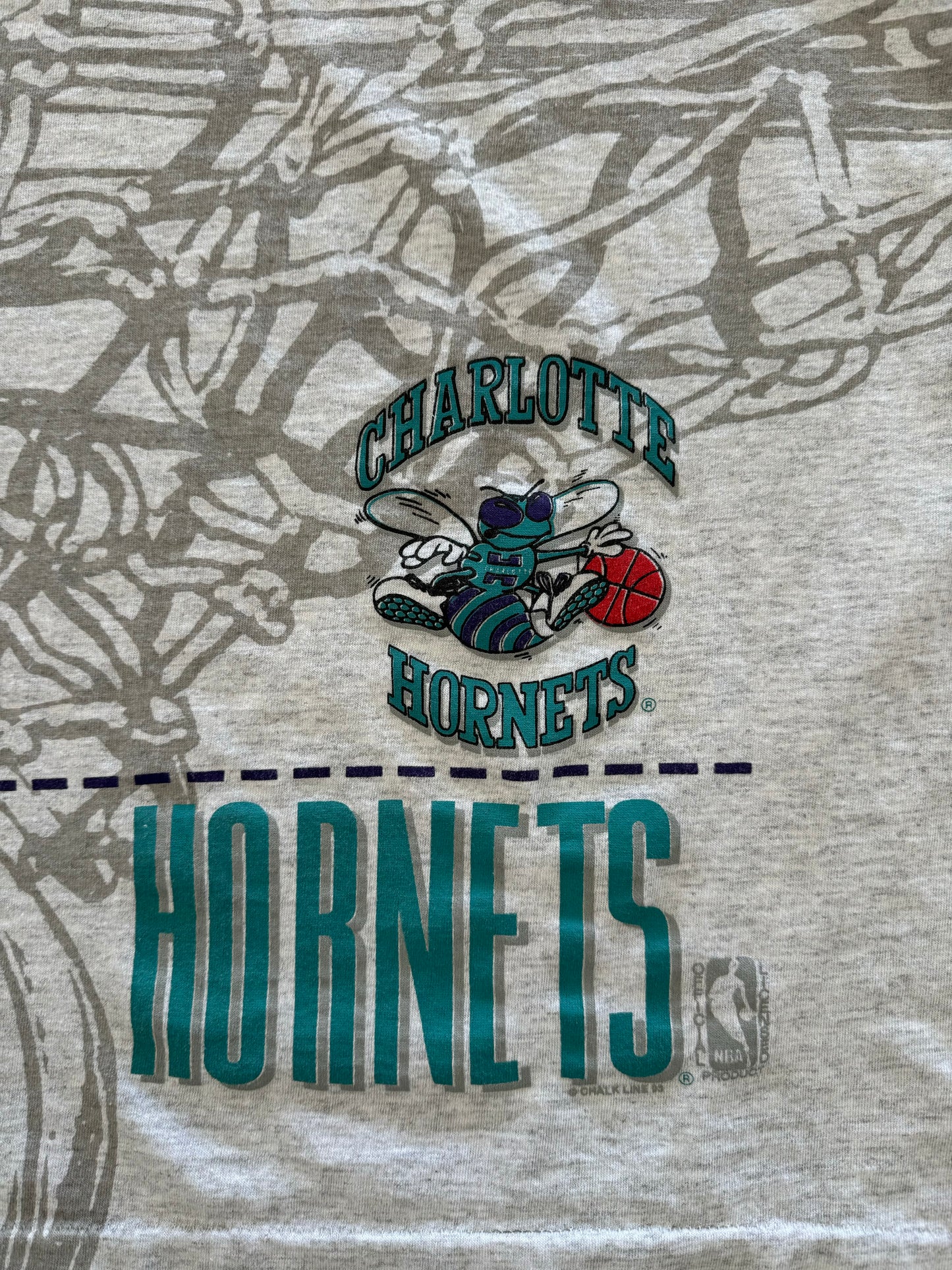 Vintage Charlotte Hornets All Over Print Tee - L