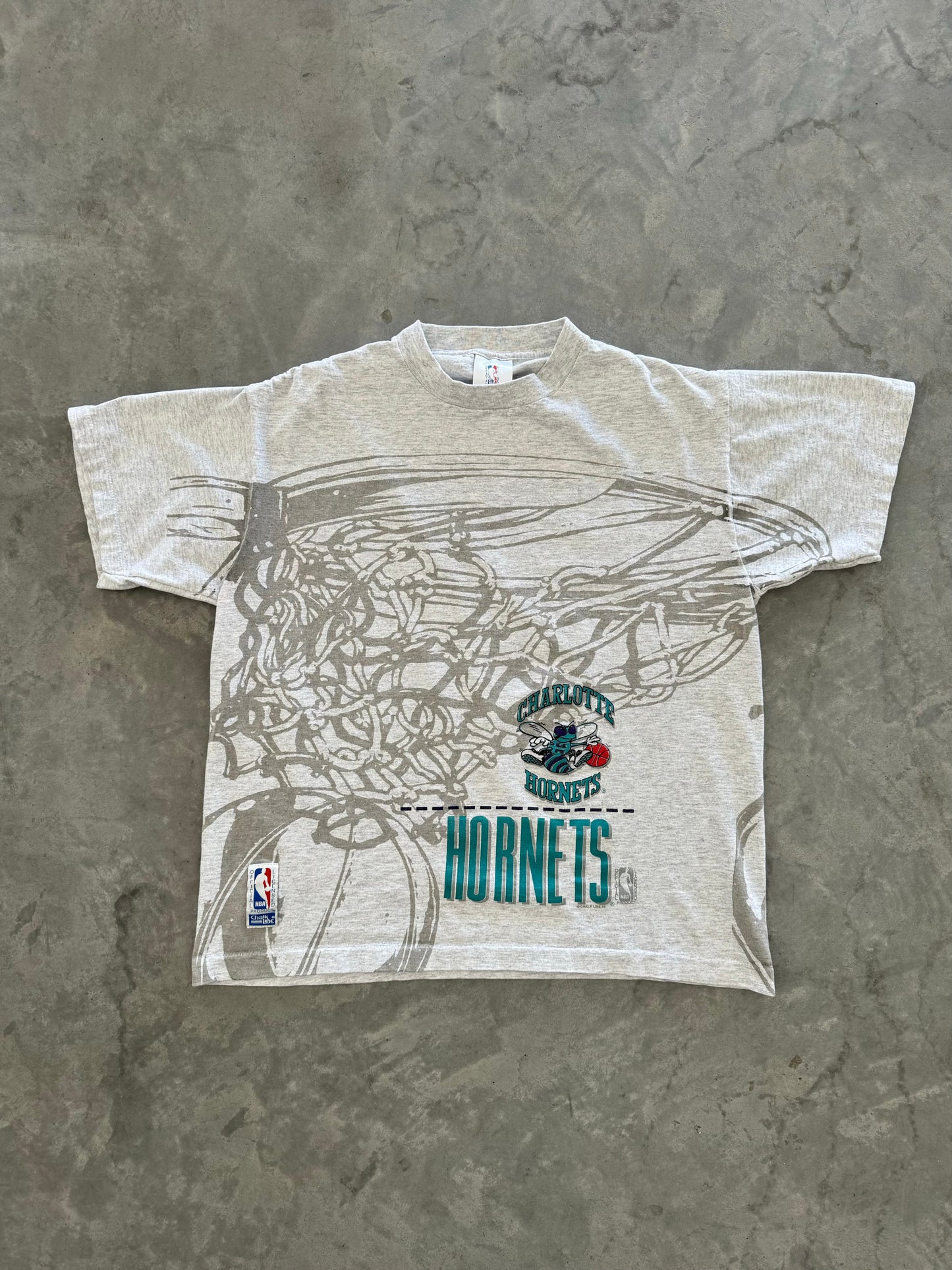 Vintage Charlotte Hornets All Over Print Tee - L