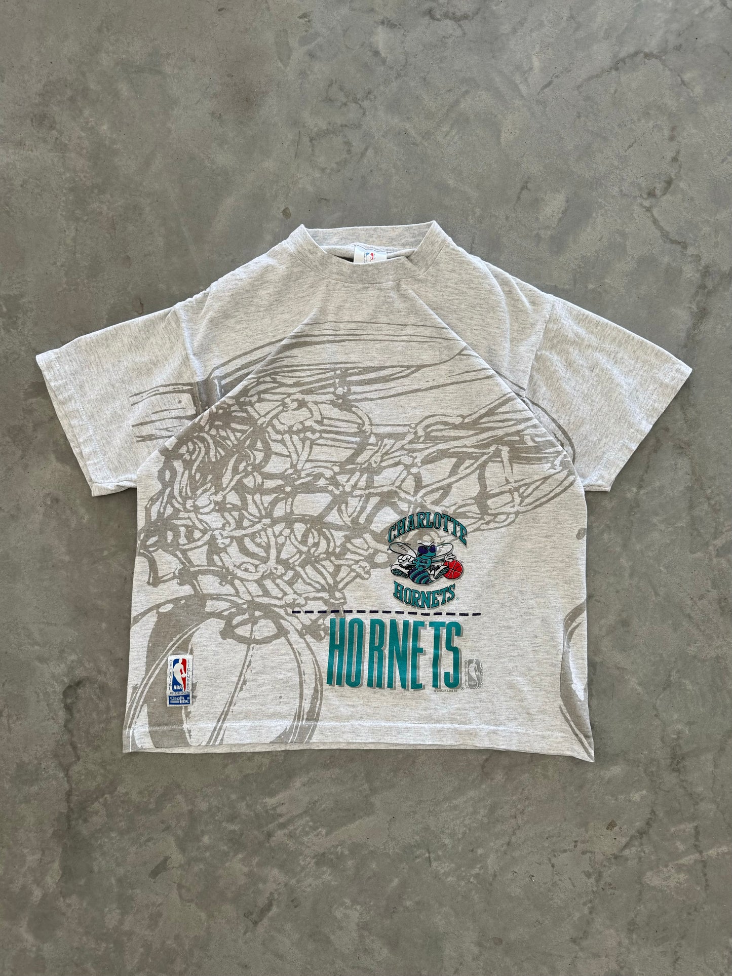 Vintage Charlotte Hornets All Over Print Tee - L