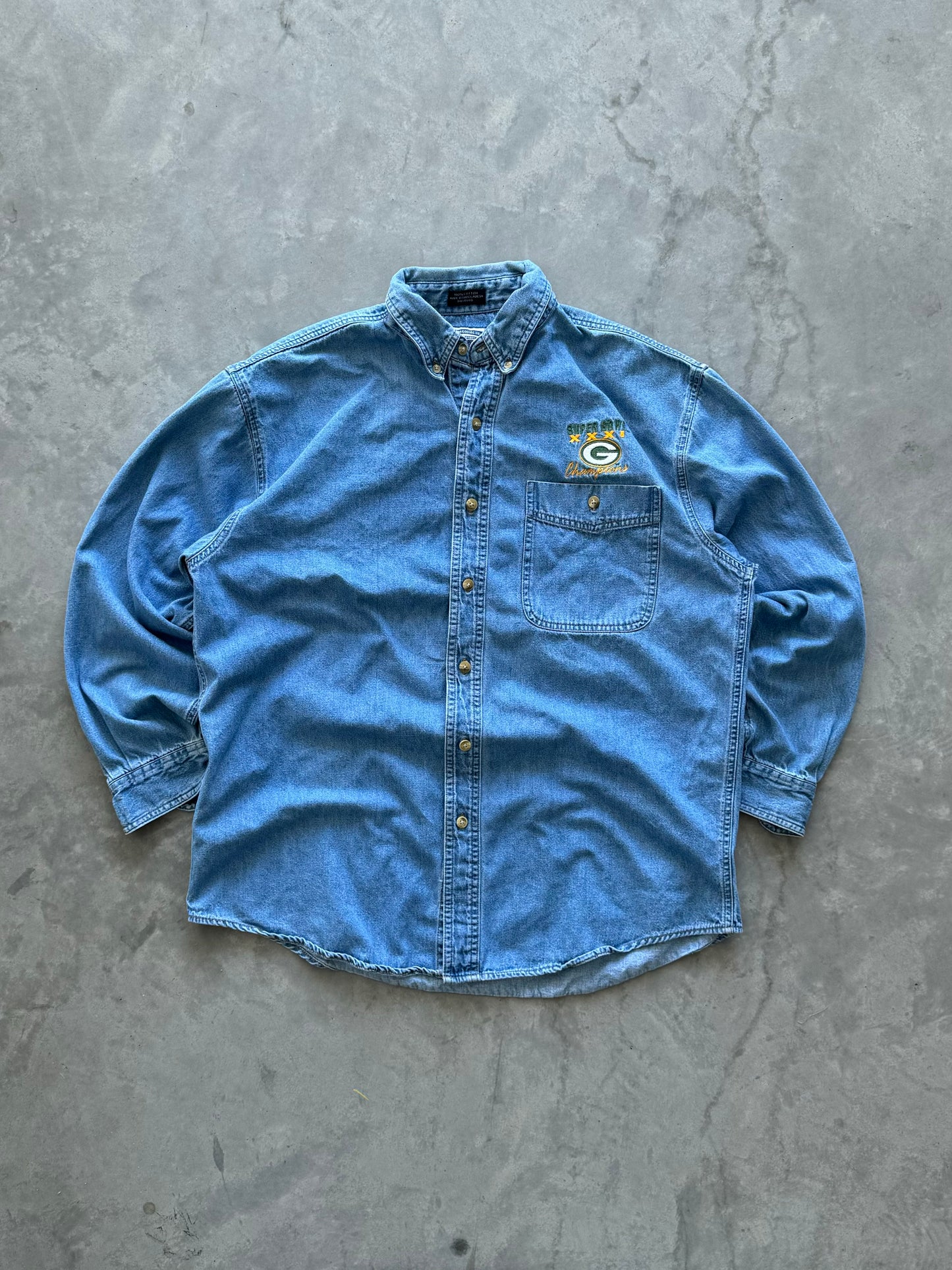 Vintage Packers Super Bowl Denim Button Down - L
