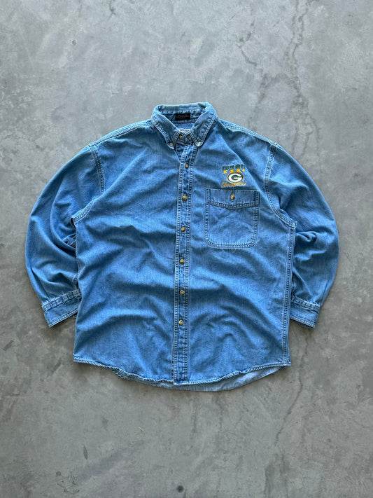 Vintage Packers Super Bowl Denim Button Down - L