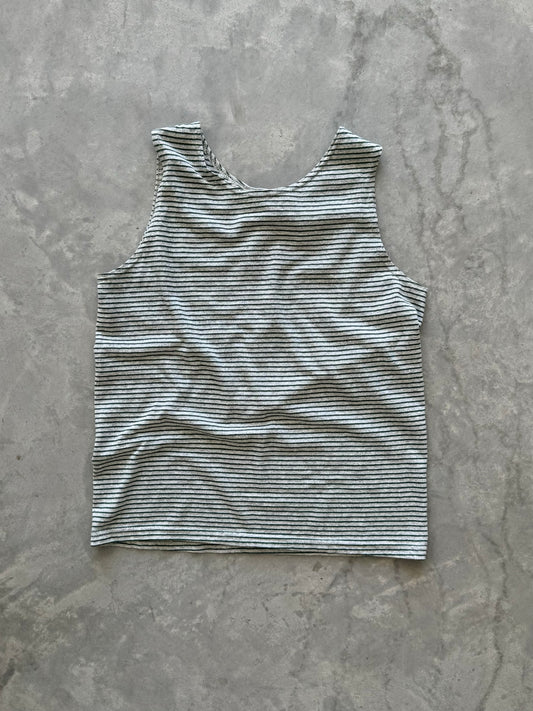 Vintage Green & White Striped Tank - L