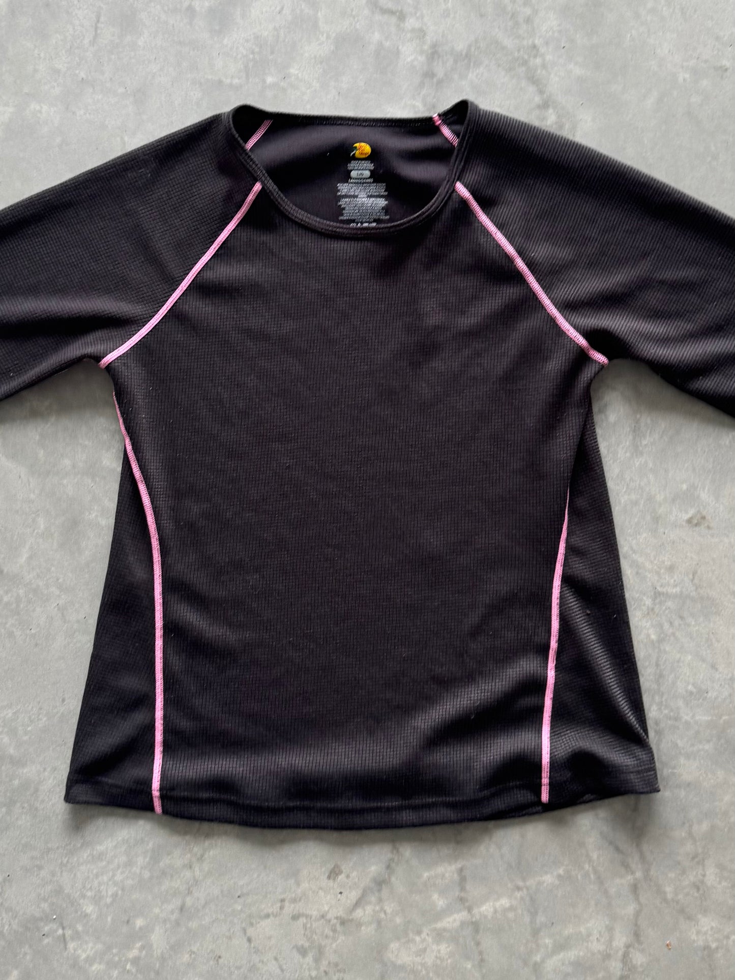 Black and Pink Women’s Thermal Tee - L