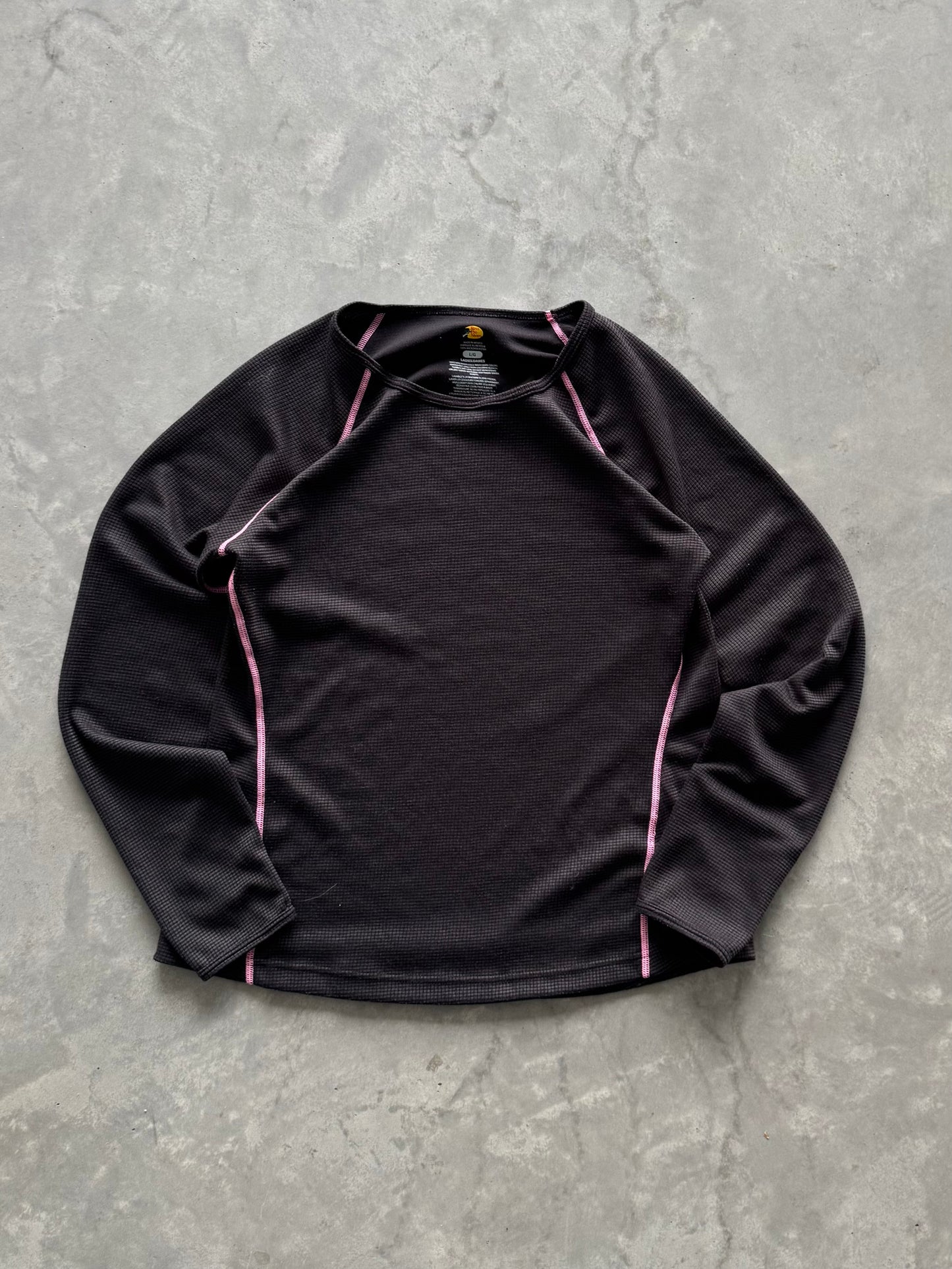 Black and Pink Women’s Thermal Tee - L
