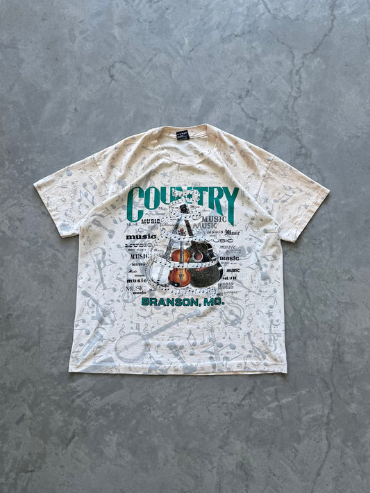 Vintage All Over Print Country Music Tee - XL